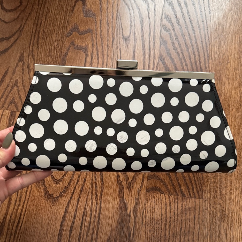 Polka Dot Clutch Bag - Black and White
